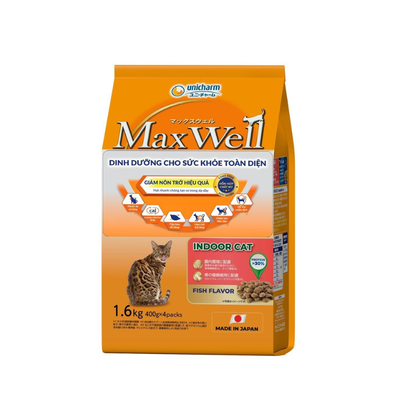 Hạt Cho Mèo Max Well Giàu Xơ Giảm Nôn Trớ (Nhật Bản)