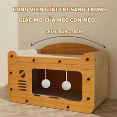 Bàn Cào Móng Mèo Gỗ Mix Giấy Nhiều Mẫu (Tặng Kèm Cỏ Mèo)