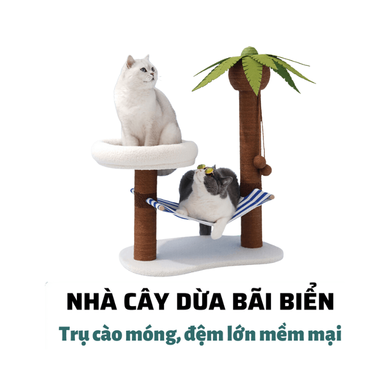 Trụ Cào Móng Mèo Cây Dừa ZEZE Cat Tree - Paddy Pet Shop