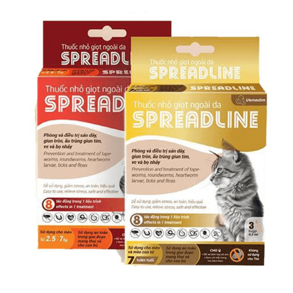 Spreadline - Nhỏ giọt ngoài da trị Ve Rận Và Giun cho Mèo - Paddy Pet Shop