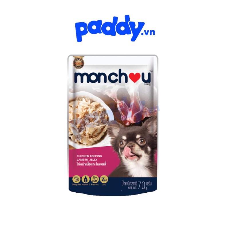 Pate Cho Chó Monchou Thịt Xé Chứa Krill Oil Bổ Não (Thái Lan) - Paddy Pet Shop