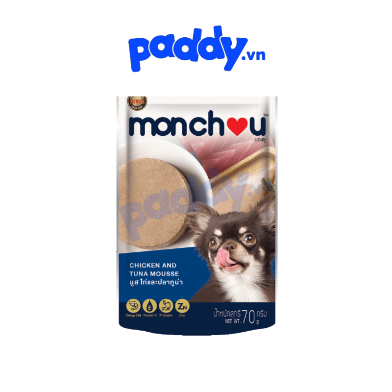 Pate Cho Chó Monchou Thịt Xé Chứa Krill Oil Bổ Não (Thái Lan) - Paddy Pet Shop