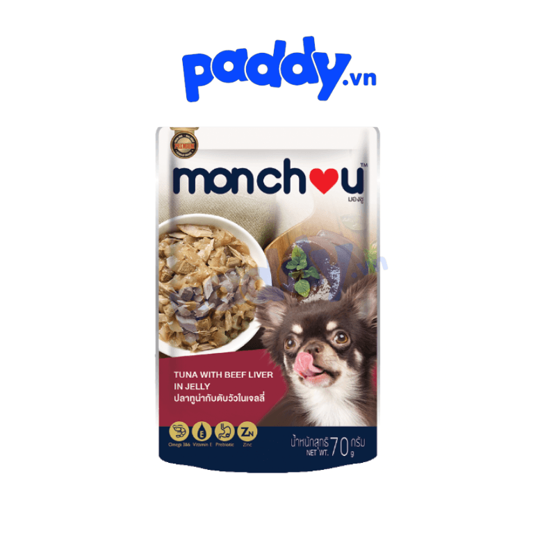 Pate Cho Chó Monchou Thịt Xé Chứa Krill Oil Bổ Não (Thái Lan) - Paddy Pet Shop