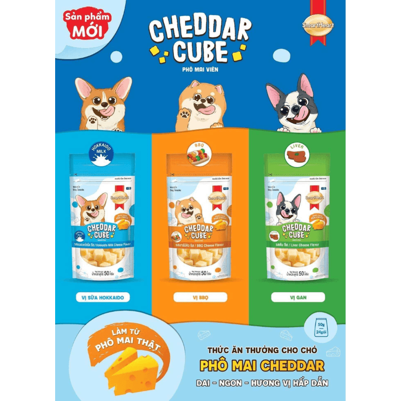 Phô Mai Viên Cho Chó Smartheart Cheddar Cube 50g - Paddy Pet Shop