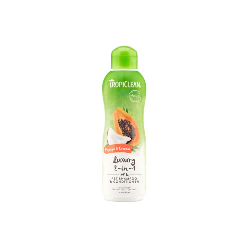 Sữa Tắm & Xả Cho Chó Mèo Tropiclean 2 Trong 1 Hương Đu Đủ & Dừa 355ml