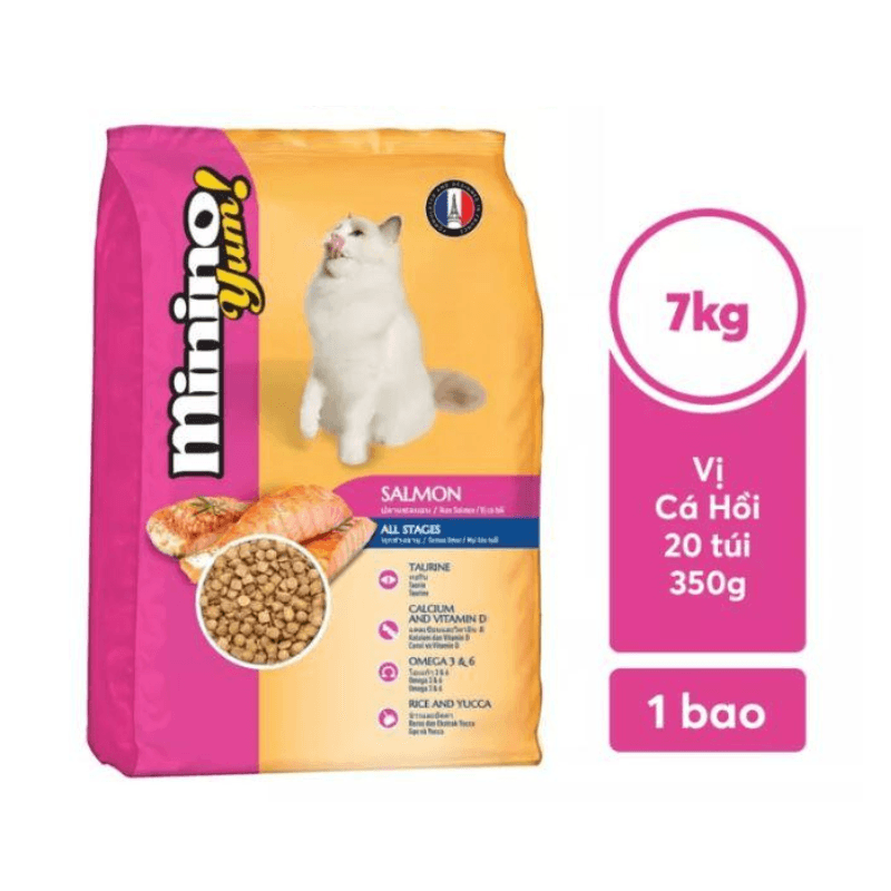 Hạt Minino YUM Salmon Cho Mèo Mọi Lứa Tuổi Vị Cá Hồi - Paddy Pet Shop