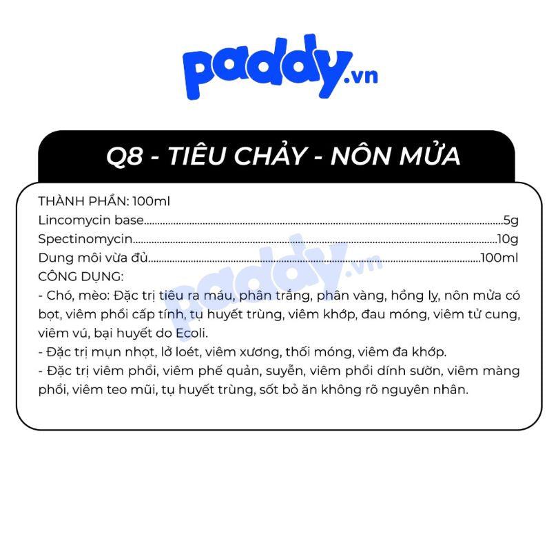 Dung Dịch Hỗ Trợ Chó Mèo Tiêu Chảy Nôn Mửa Linspec Q8 10ml - Paddy Pet Shop