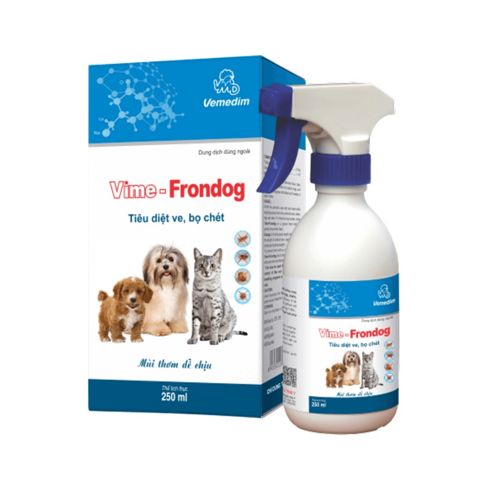 Vemedim Vime - Frondog, thuốc trị ve, rận cho chó, mèo, chai xịt 250ml - Paddy Pet Shop