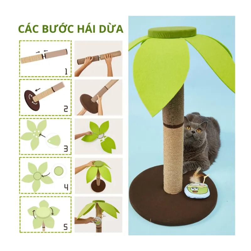 Trụ Cào Móng Mèo FOFOS Hình Trụ Cây Dừa Đơn - Paddy Pet Shop