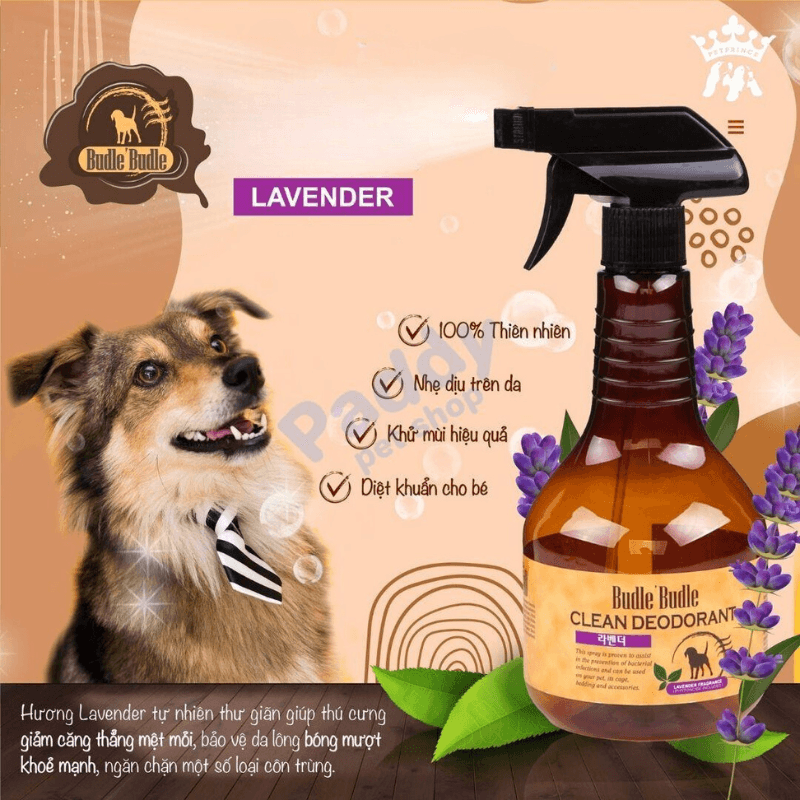 Xịt Khử Mùi Dưỡng Lông Chó Mèo Budle Clean Deodorant 530ml - Paddy Pet Shop