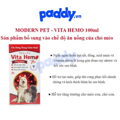 Dung Dịch Bổ Máu Kích Thích Thèm Ăn Cho Chó Mèo Vita Hemo 100ml - Paddy Pet Shop