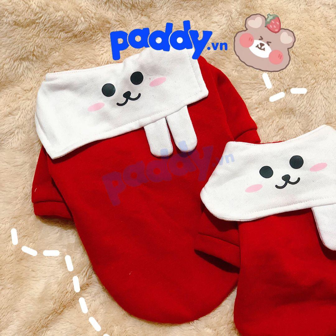 Áo Cho Chó Mèo Trắng Đỏ Bunny Vải Nỉ