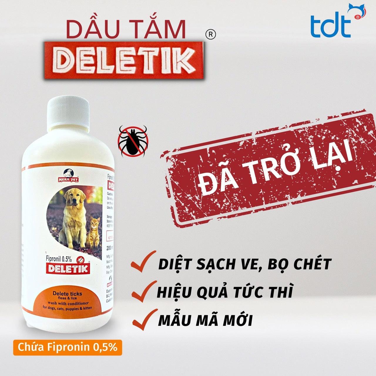 Sữa Tắm Trị Ve Bọ Chét Mèo & Chó Deletick Fipronil (Ấn Độ) 200ml - Paddy Pet Shop