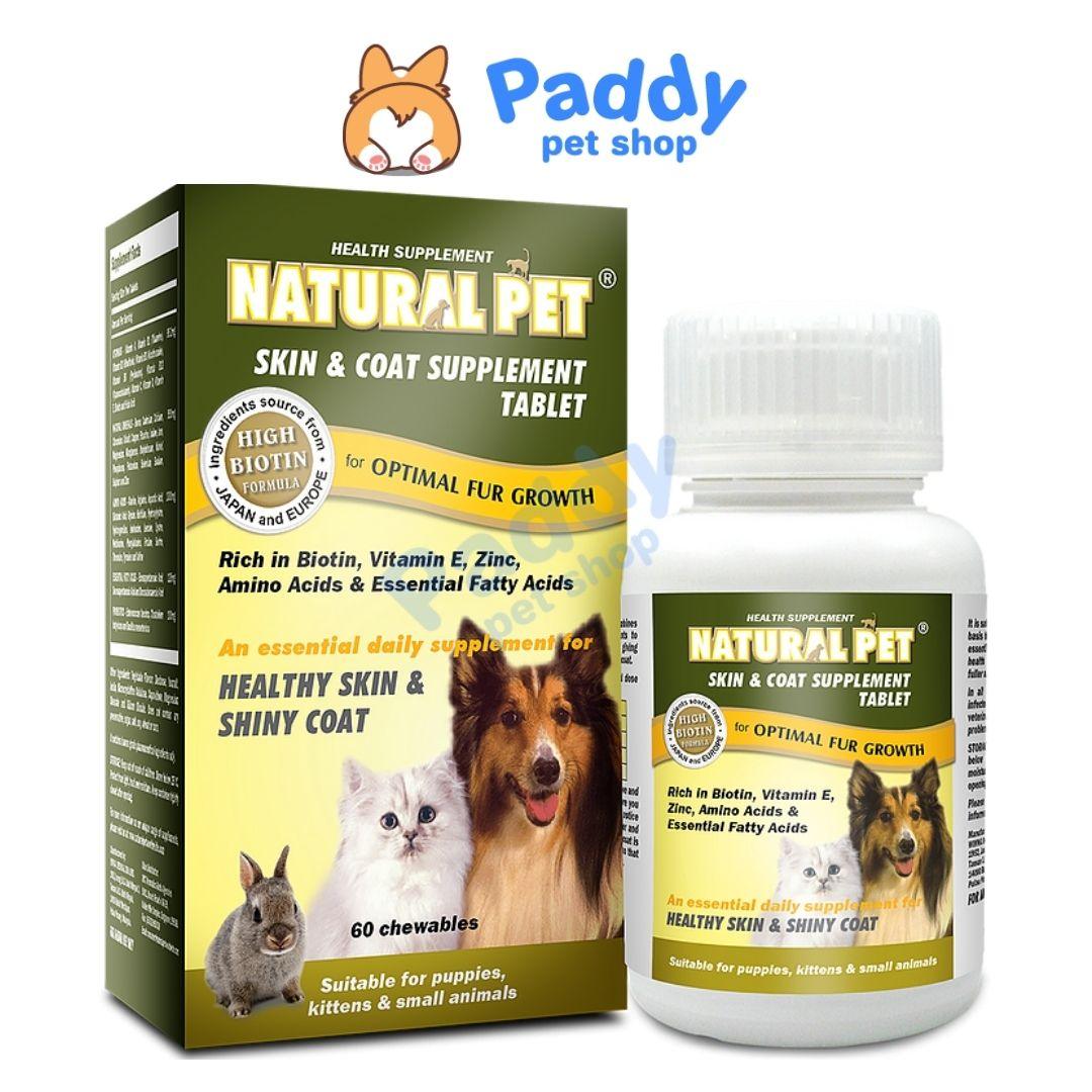 Viên Nhai Dinh Dưỡng Đẹp Lông Natural Pet (Hộp 60 Viên) - Paddy Pet Shop