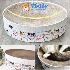 Bàn Cào Móng Giấy Ổ Nằm Tròn Cho Mèo Họa Tiết 41cm - Paddy Pet Shop