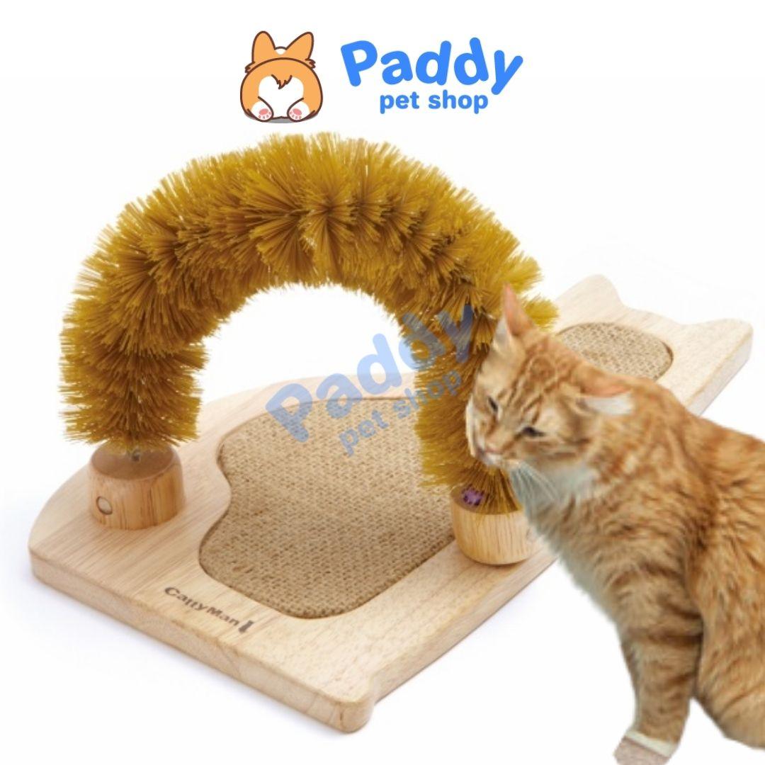 Bàn Cào Móng Gỗ Kèm Chổi Cho Mèo Tự Mát Xa CattyMan - Paddy Pet Shop