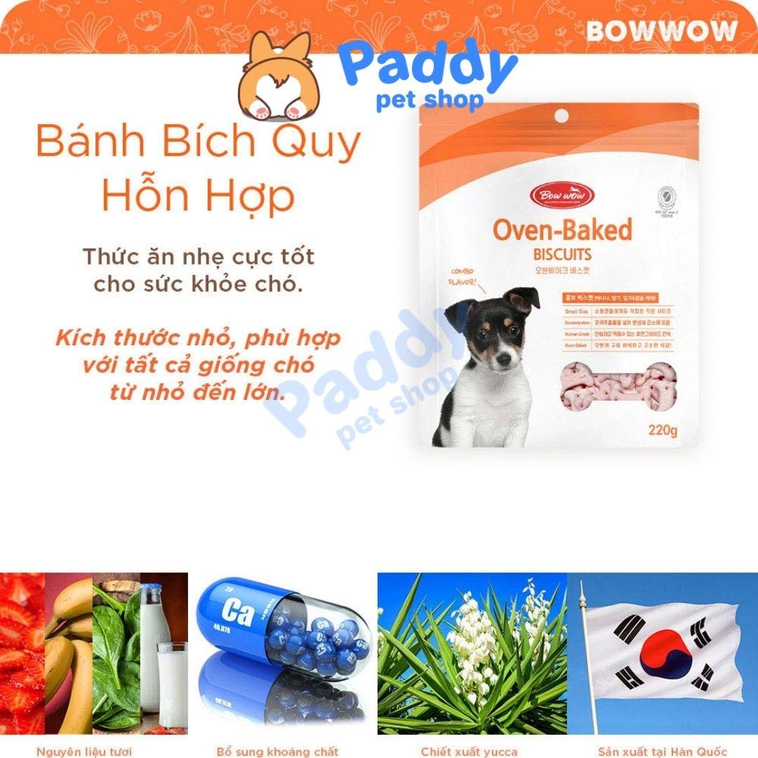 Snack Cho Chó Bánh Quy BowWow Oven-Baked Biscuits 220g - Paddy Pet Shop