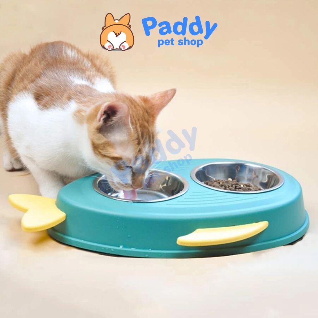 Bát Ăn Đôi Cho Chó Mèo Hình Cá - Paddy Pet Shop