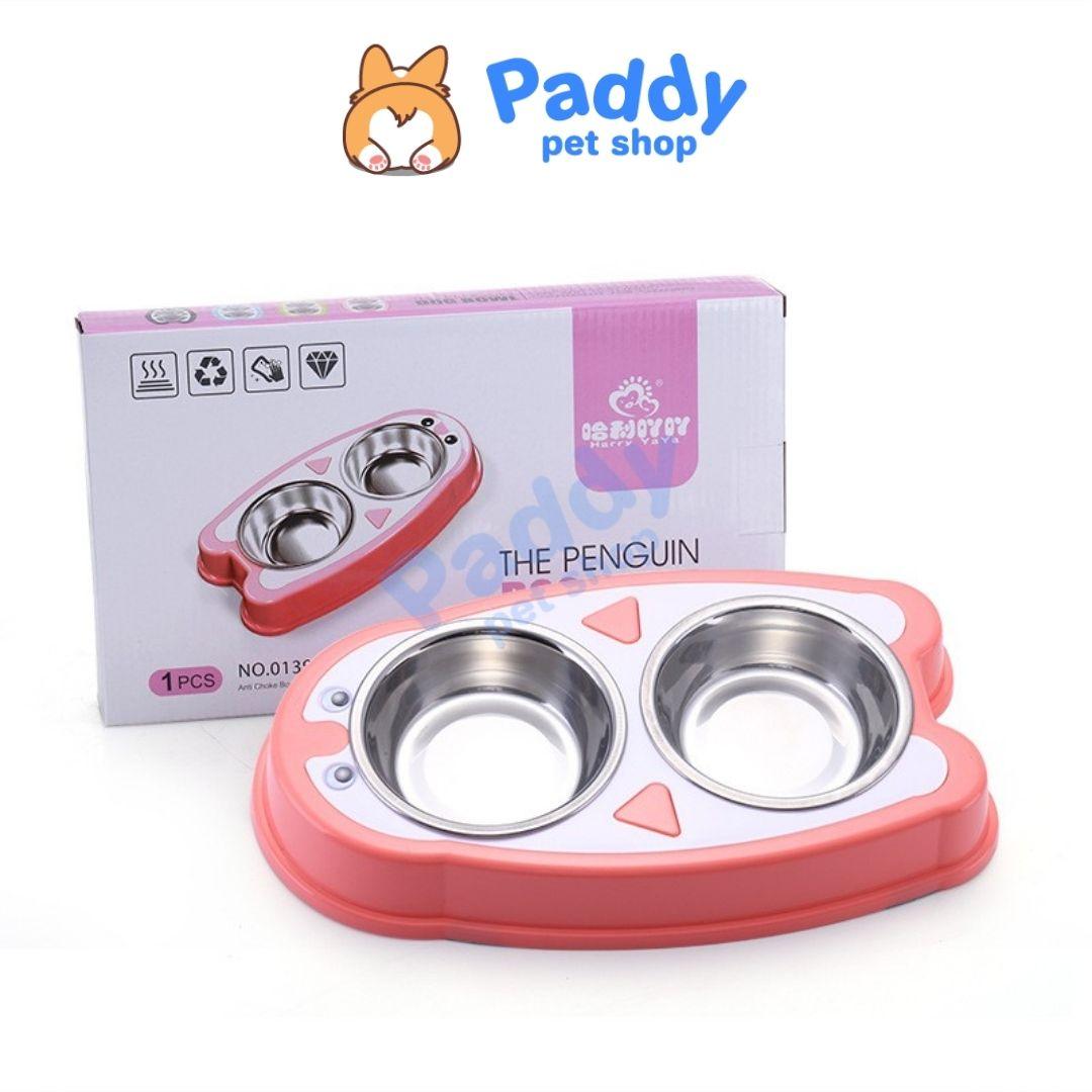 Bát Ăn Đôi Cho Chó Mèo Hình Chim Cánh Cụt - Paddy Pet Shop