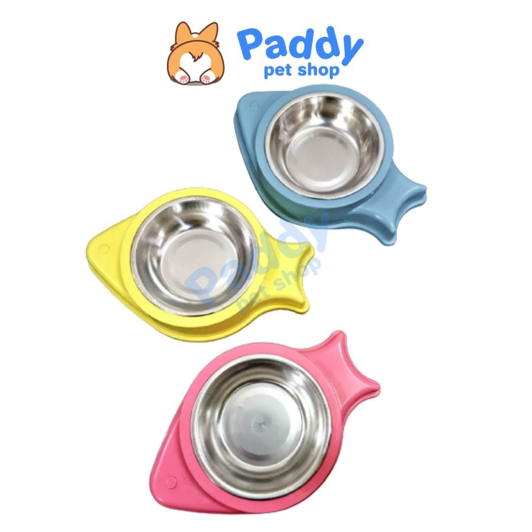 Bát Ăn Cho Chó Mèo Đơn Hình Cá Viền Nhựa Lòng Inox Diamond - Paddy Pet Shop