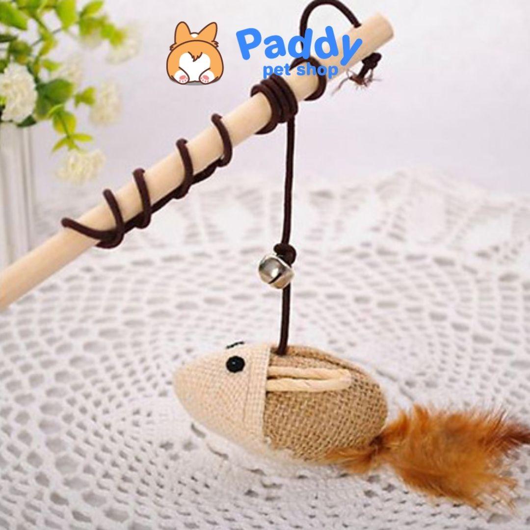 Cần Câu Mèo Que Gỗ Đính Thú - Paddy Pet Shop