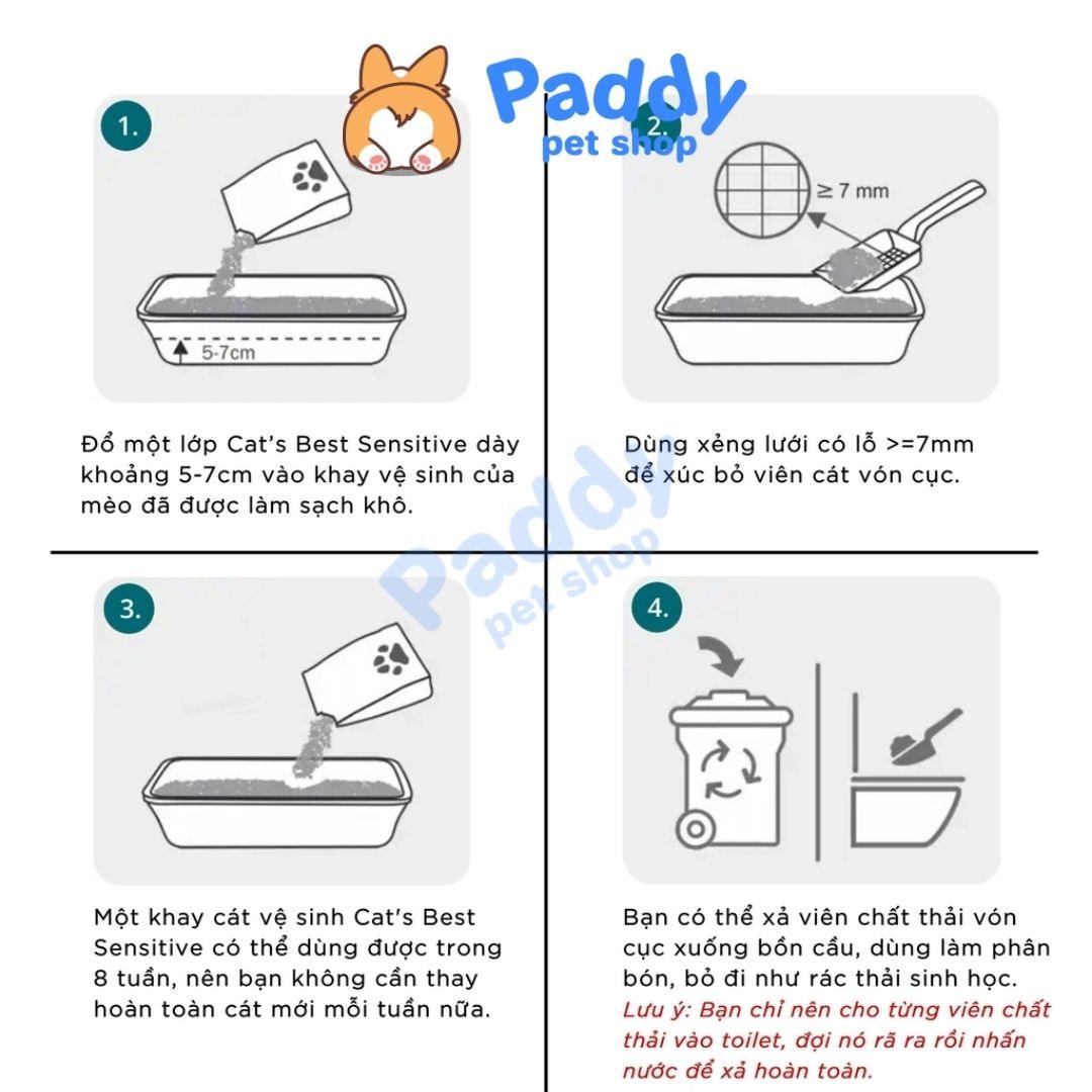 Cát Gỗ Cho Mèo Cat's Best SENSITIVE Vón Cục Siêu Thấm Hút & Kháng Khuẩn - Paddy Pet Shop