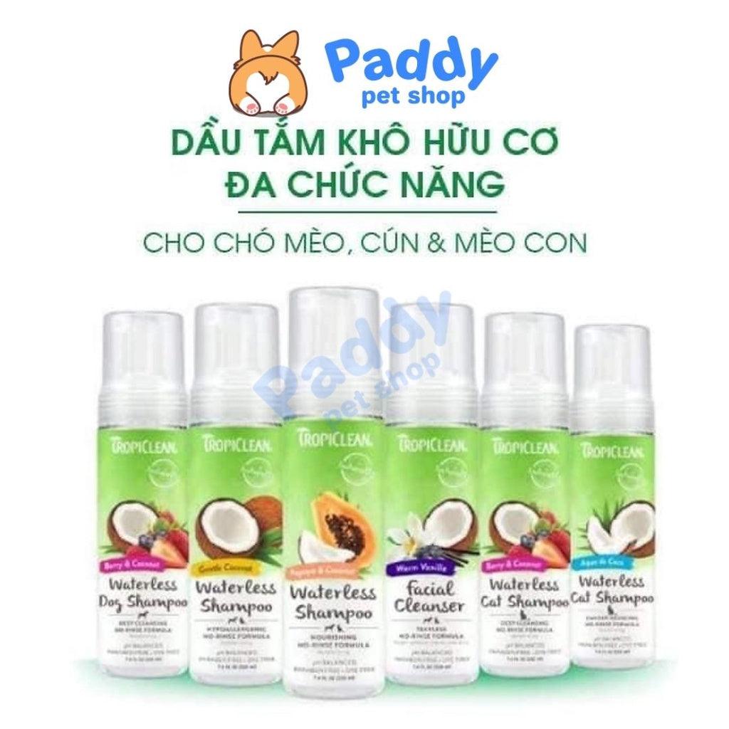 Dầu Tắm Khô Hữu Cơ Chó Mèo Tropiclean Organic Waterless Shampoo (Mỹ) - Paddy Pet Shop