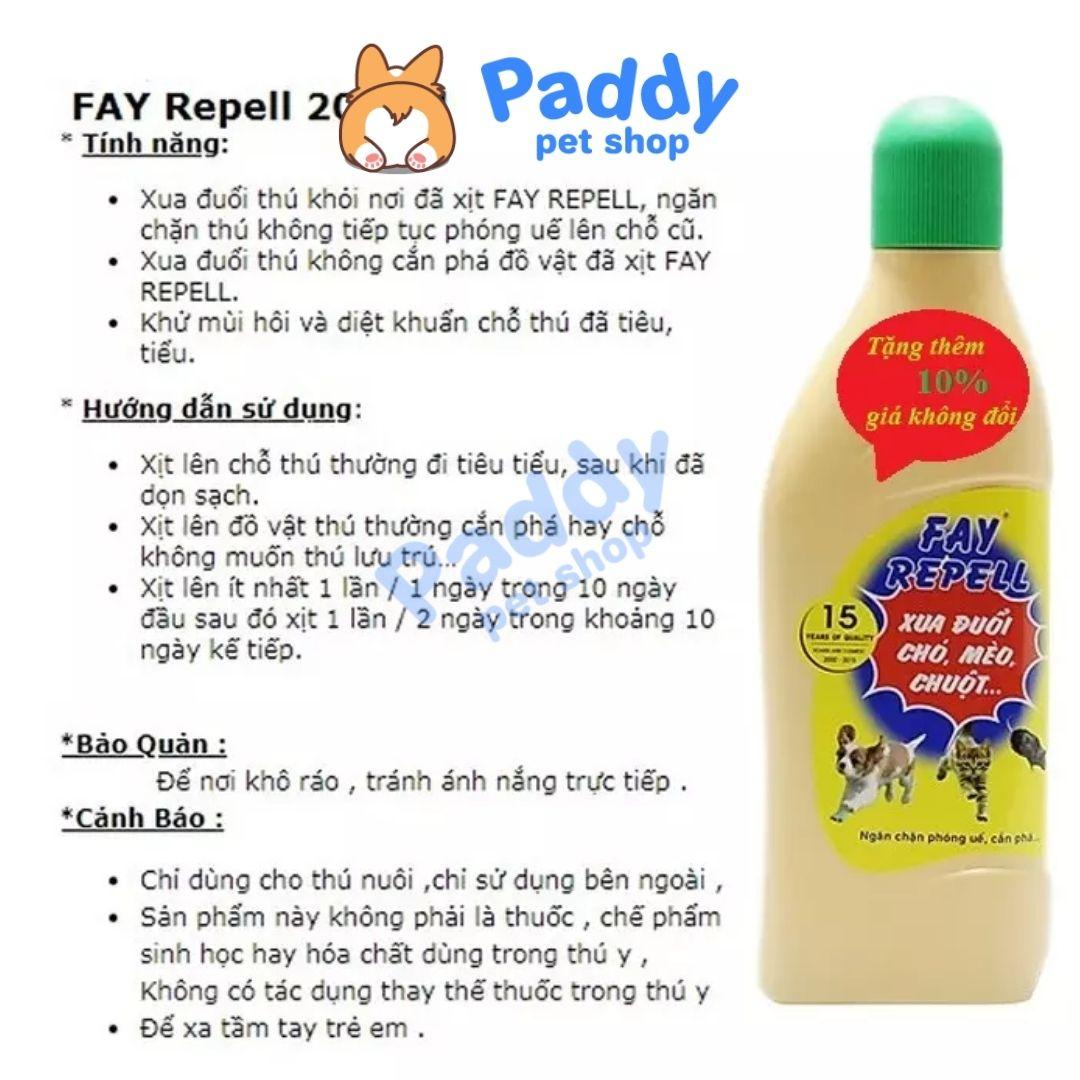 Dung Dịch Ngăn Chó Mèo Cắn Phá & Vệ Sinh Bậy Fay Repell - Paddy Pet Shop