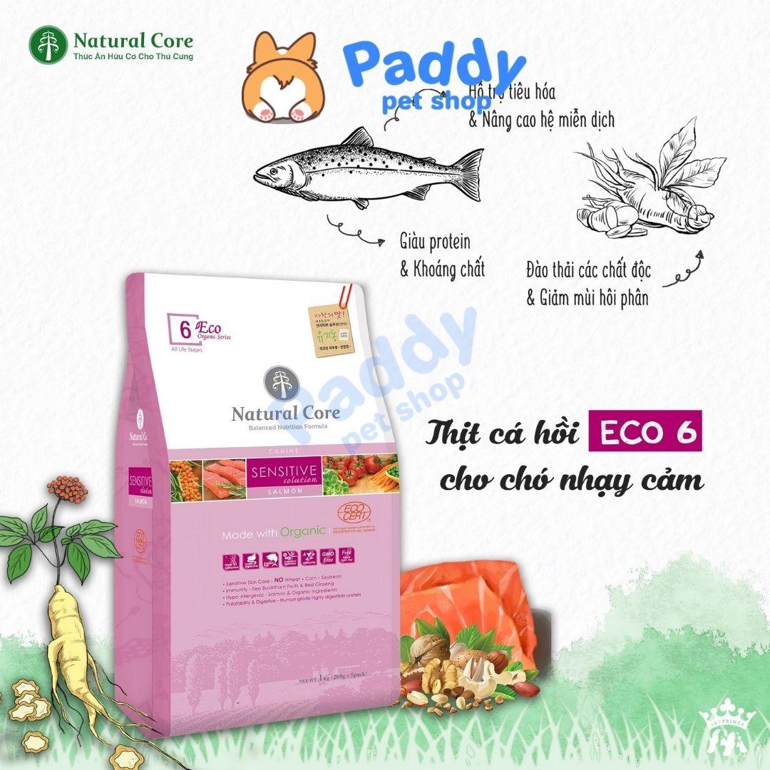 Thức Ăn Hạt Cho Chó Nhạy Cảm Hữu Cơ Natural Core ECO 6 Sensitive Cá Hồi - Paddy Pet Shop