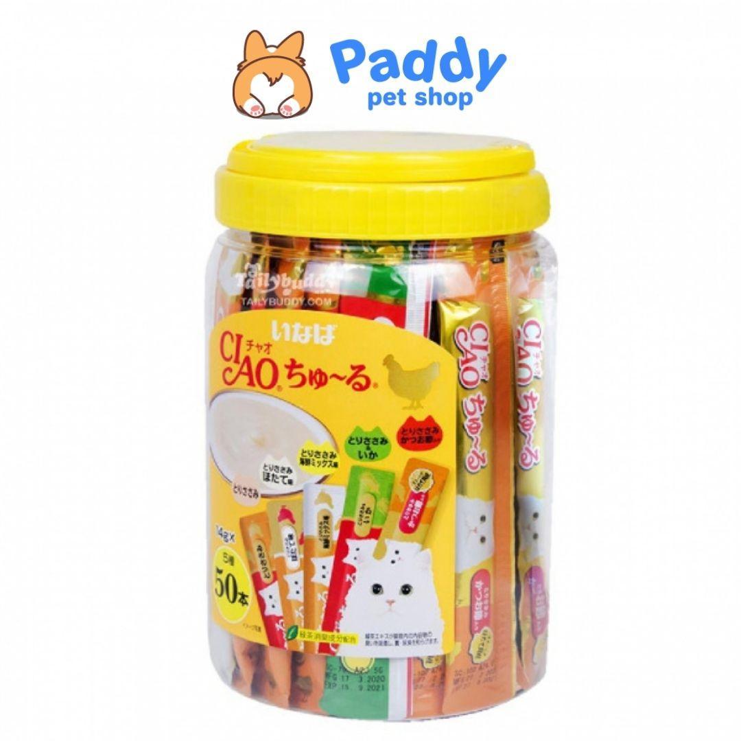 Hộp 50 Tuýp Súp Thưởng Mèo Ciao Churu Mix Nhiều Vị - Paddy Pet Shop