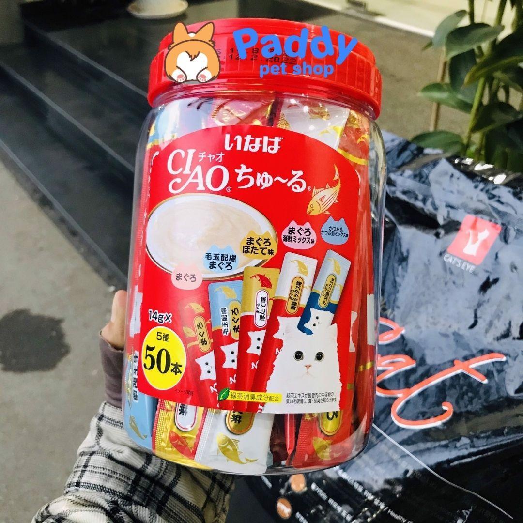 Hộp 50 Tuýp Súp Thưởng Mèo Ciao Churu Mix Nhiều Vị - Paddy Pet Shop