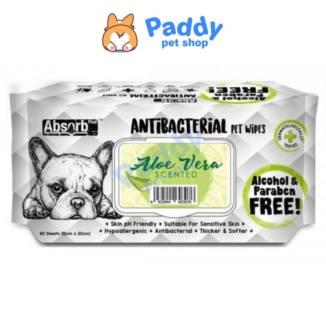 Khăn Giấy Ướt Kháng Khuẩn, Tắm Khô Cho Chó Absorb Plus (80 Miếng) - Paddy Pet Shop