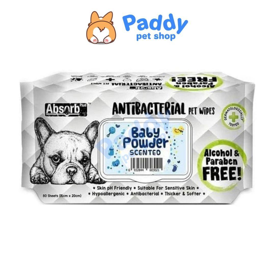 Khăn Giấy Ướt Kháng Khuẩn, Tắm Khô Cho Chó Absorb Plus (80 Miếng) - Paddy Pet Shop