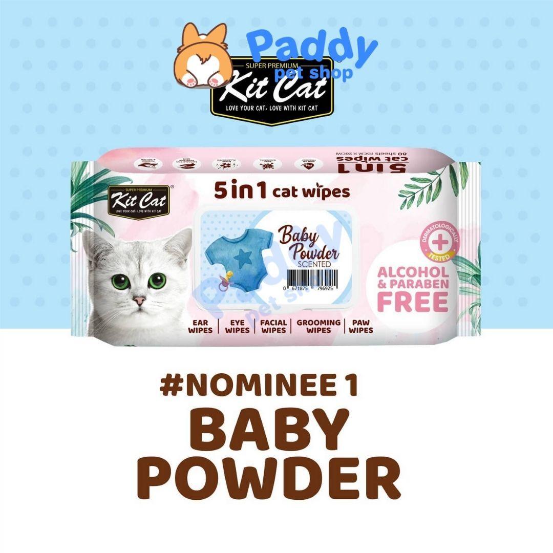 Khăn Giấy Ướt Kháng Khuẩn, Tắm Khô Cho Mèo Kit Cat (80 Miếng) - Paddy Pet Shop