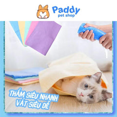 Khăn Tắm Chó Mèo Siêu Thấm Hút Có Hộp Đựng (Lớn 66x43cm) - Paddy Pet Shop