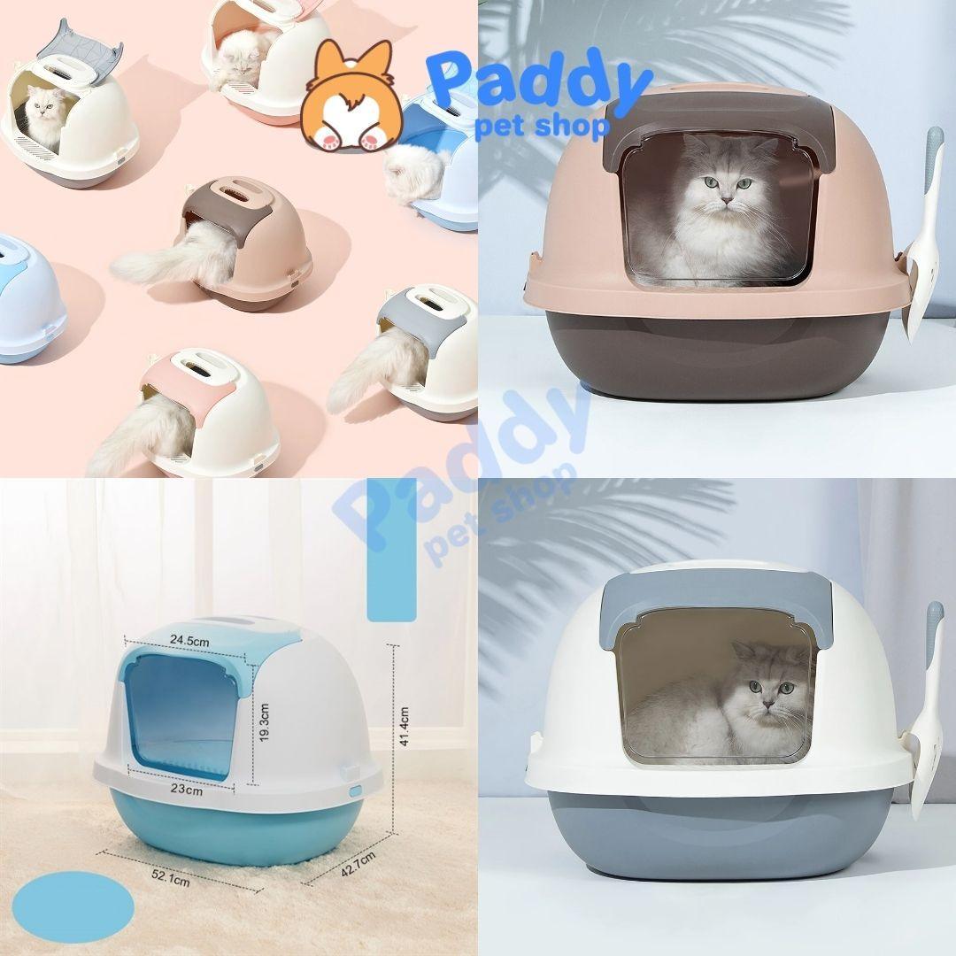 Nhà Vệ Sinh Mèo Pakeway OVAL Nắp Gập (Ship Hỏa Tốc HCM) - Paddy Pet Shop