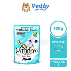 Pate Simba Cho Mèo Trưởng Thành Vị Cá Hồi & Cá Tuyết (Gói 100g) - Paddy Pet Shop