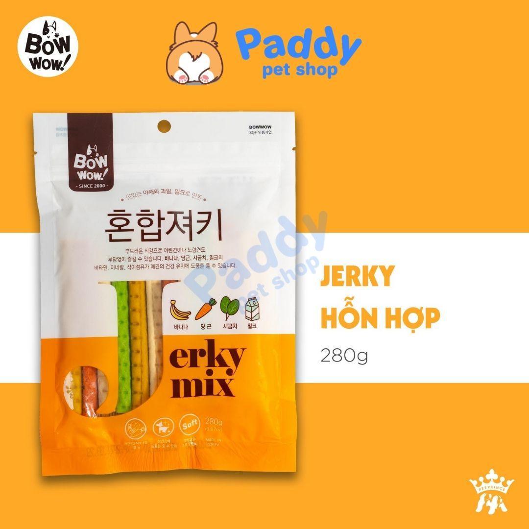 Bánh Thưởng Cho Chó Mèo Que Thịt & Rau Củ BowWow Jerky Mix 280g - Paddy Pet Shop