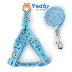 Set Dây Dắt Kèm Vòng Yếm Vải In Họa Tiết Cho Chó Mèo - Paddy Pet Shop