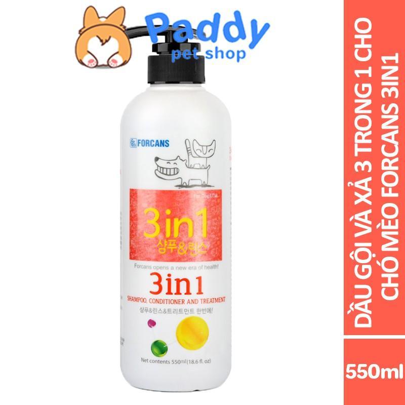 Sữa Tắm Gội Xả 3 Trong 1 Cho Chó Mèo Forcans 550ml - Paddy Pet Shop