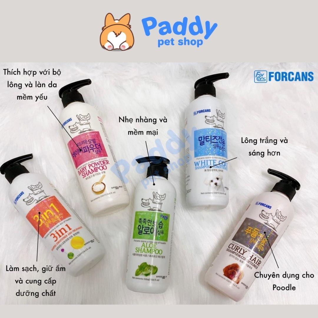Sữa Tắm Gội Xả 3 Trong 1 Cho Chó Mèo Forcans 550ml - Paddy Pet Shop