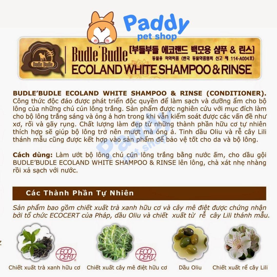 Sữa Tắm Hữu Cơ Cho Chó Lông Trắng Budle Ecoland White 500g - Paddy Pet Shop