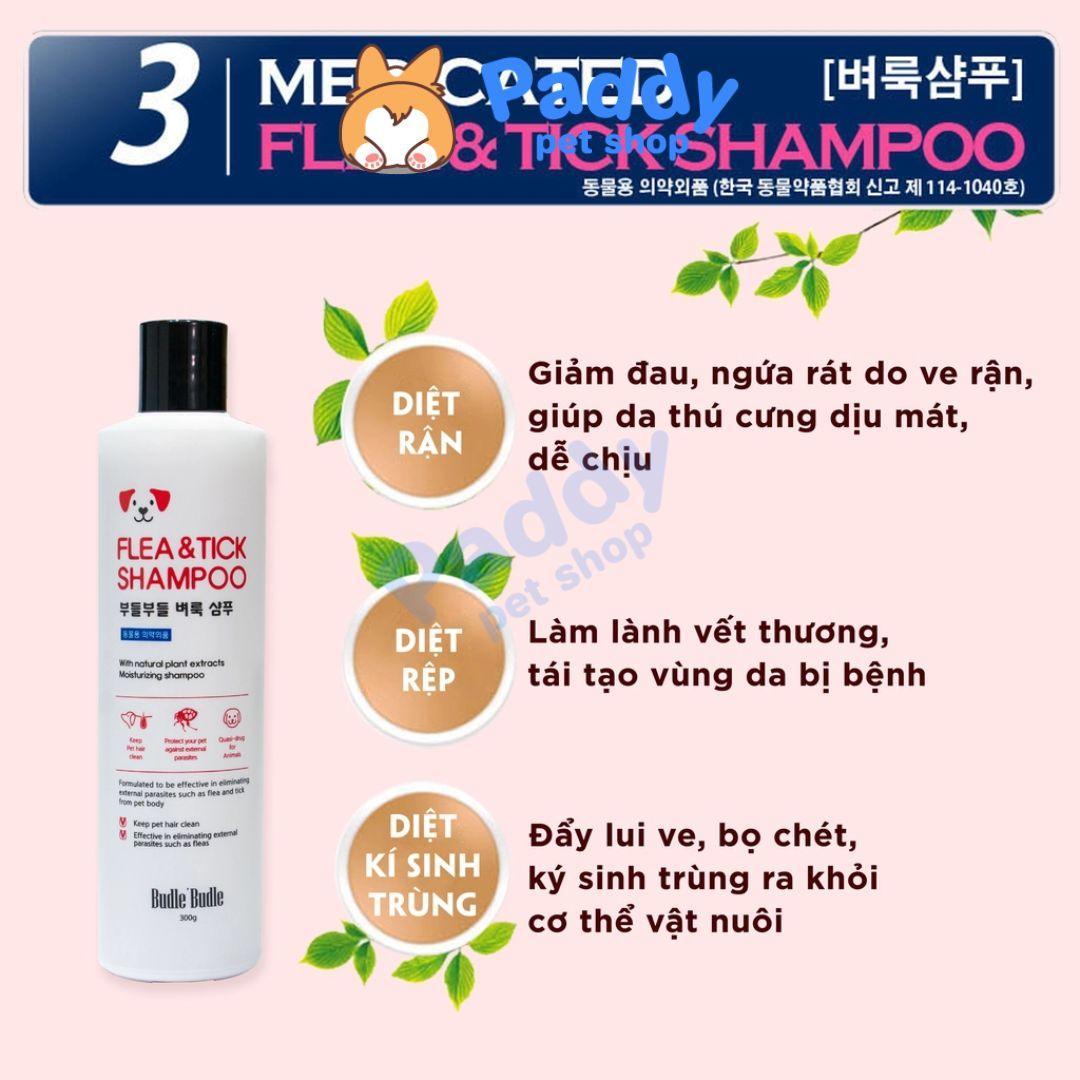 Sữa Tắm Thảo Dược Trị Ve Rận Cho Chó Budle Flea & Tick 300g - Paddy Pet Shop