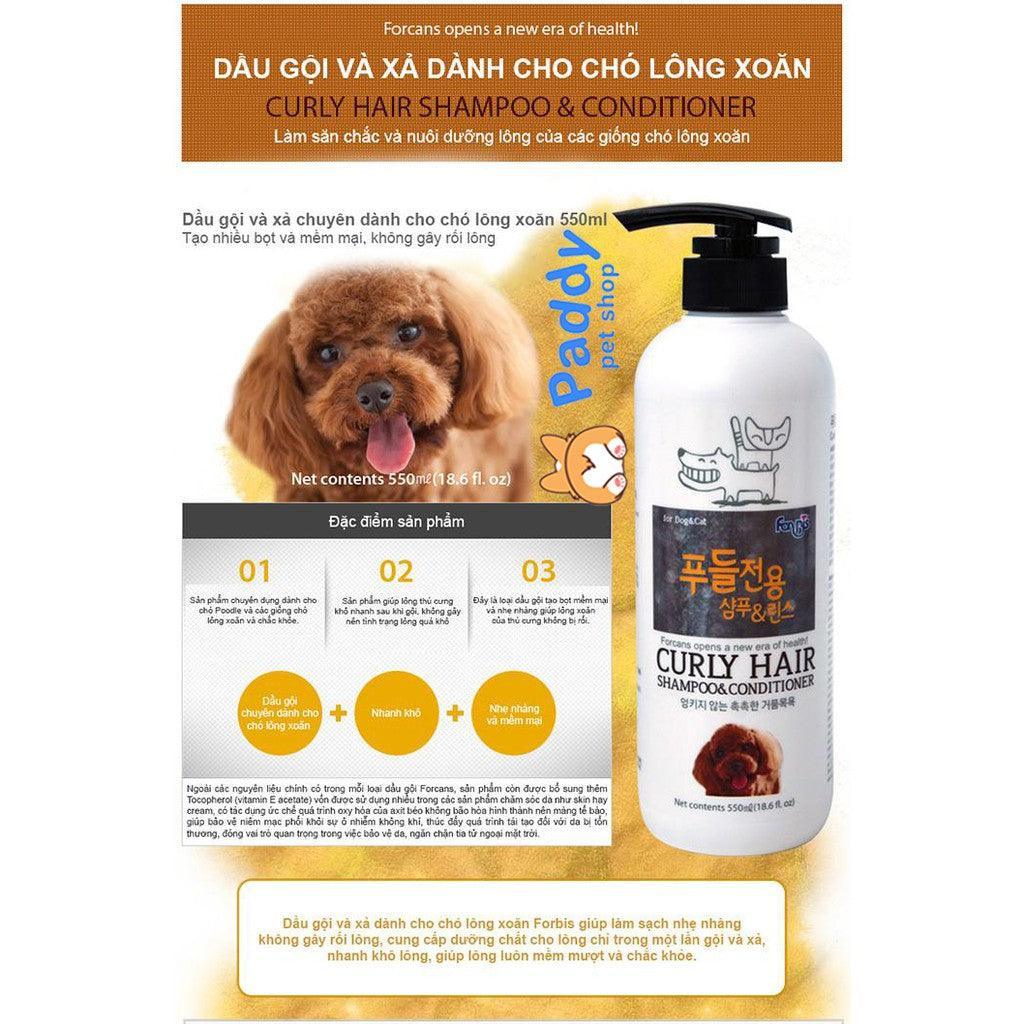 Sữa Tắm Xả Cho Chó Lông Xoăn Forcans Curly Hair 550ml - Paddy Pet Shop