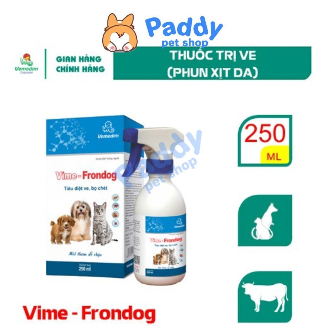 Vemedim Vime - Frondog, thuốc trị ve, rận cho chó, mèo, chai xịt 250ml - Paddy Pet Shop