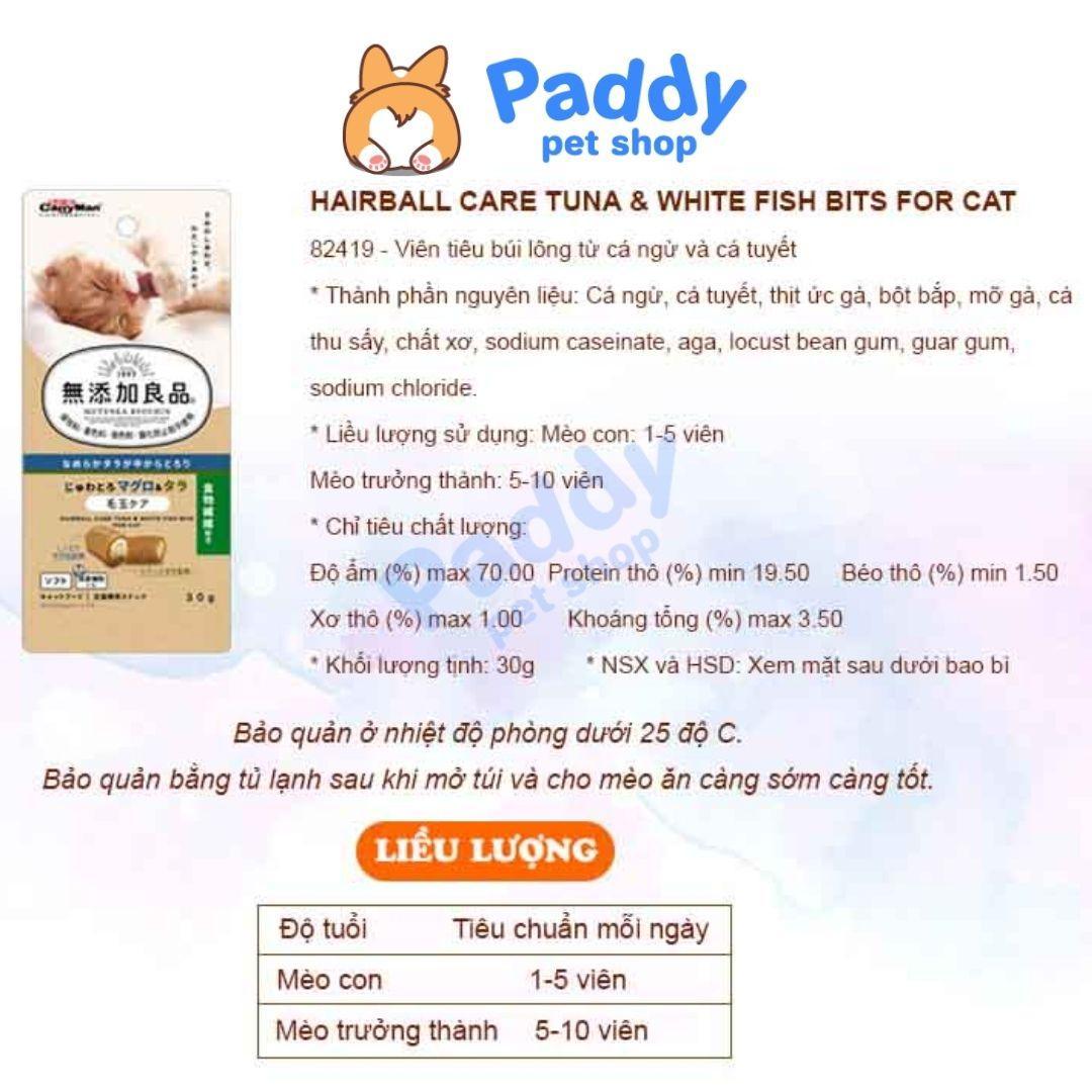 Snack Mèo Viên Cá Ngừ Tiêu Búi Lông CattyMan 30g - Paddy Pet Shop