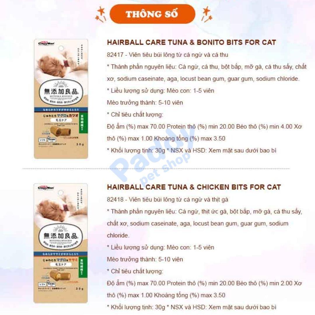 Snack Mèo Viên Cá Ngừ Tiêu Búi Lông CattyMan 30g - Paddy Pet Shop