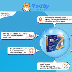 NexGard Spectra Trị Ve, Xổ Giun, Ngừa Ghẻ Cho Chó (Dạng viên nhai) - Paddy Pet Shop