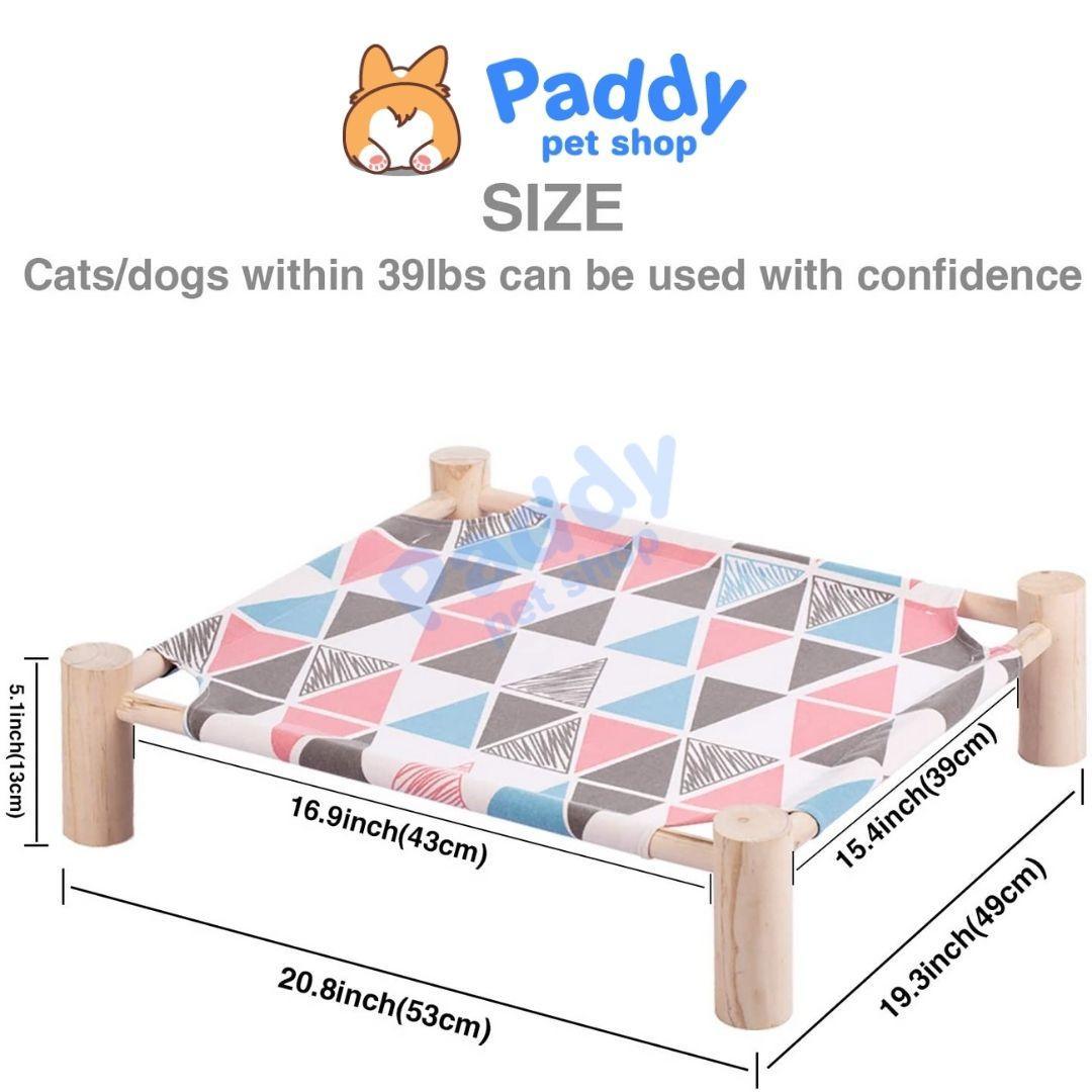 Võng Giường Gỗ Vuông Cho Chó Mèo - Paddy Pet Shop