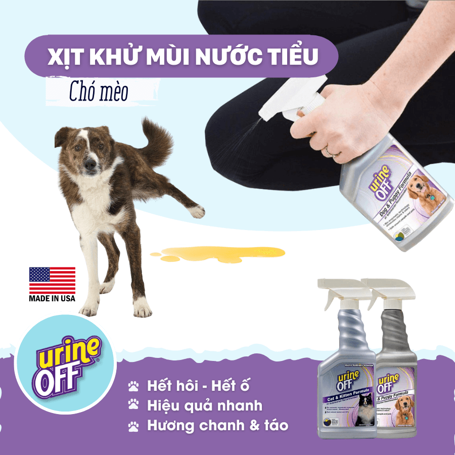 Xịt Khử Mùi Nước Tiểu, Chất Thải Cho CHÓ Urine Off (Mỹ) - Paddy Pet Shop
